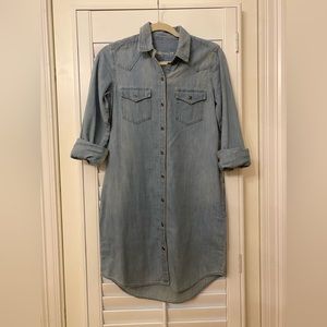 Button up denim dress